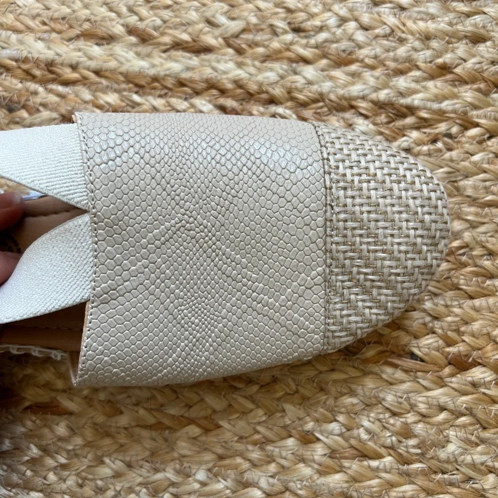 New off white neutral espadrilles cream woven slip on summer sandal flats 9 9.5
